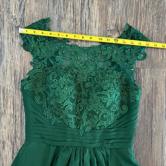 Emerald Green Lace Formal Bridesmaid Prom Dress Sz 9 Hi-Low Corset Built-in Bra - Picture 4 of 16